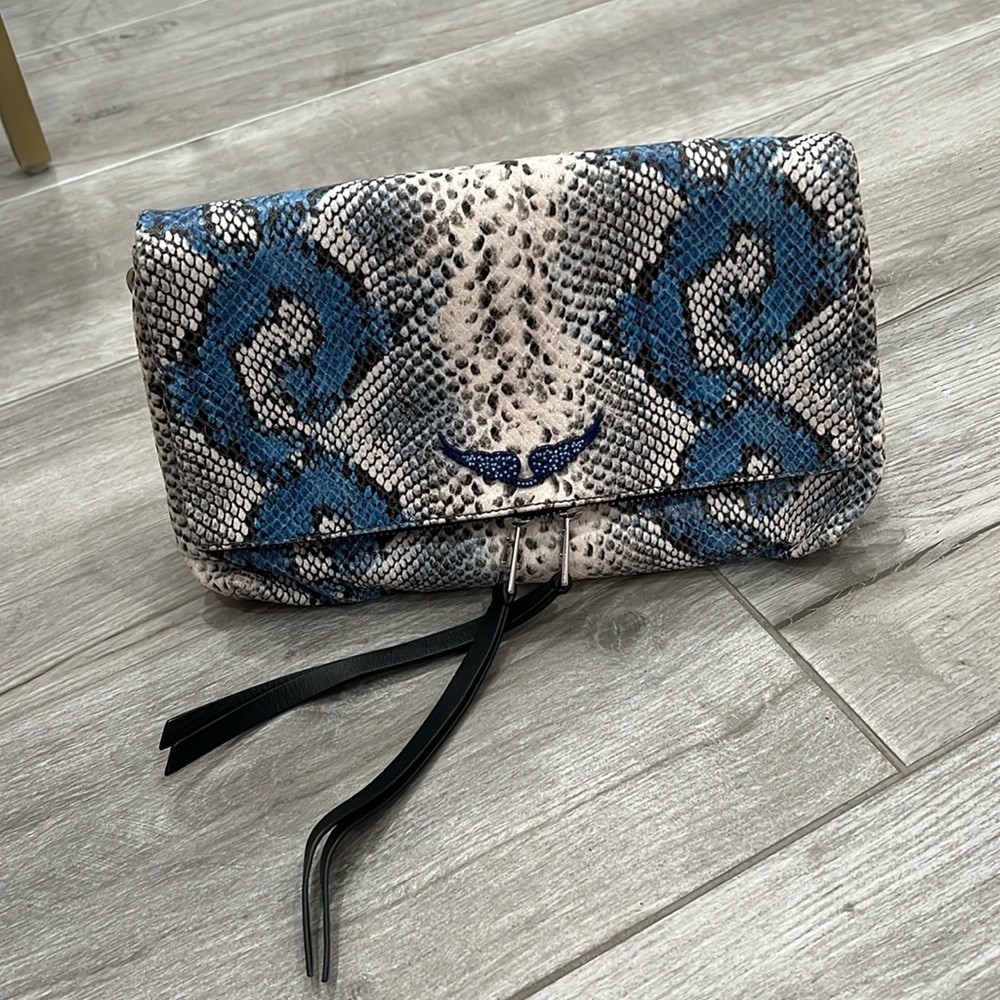 Zadig and Voltaire blue snake print purse with tag!